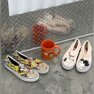 Vans PEANUTS Cartoon Print Sneakers -  2 pair set and a peanuts mug
